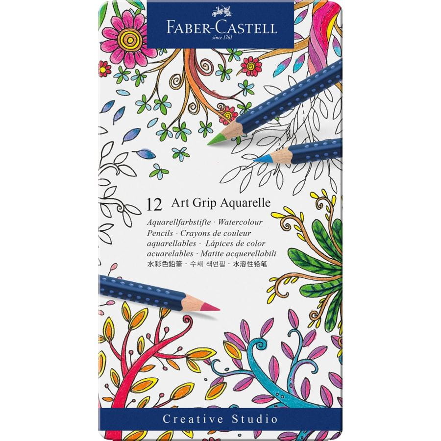 Faber-Castell - Crayon Art Grip Aquarelle boîte métal de 12