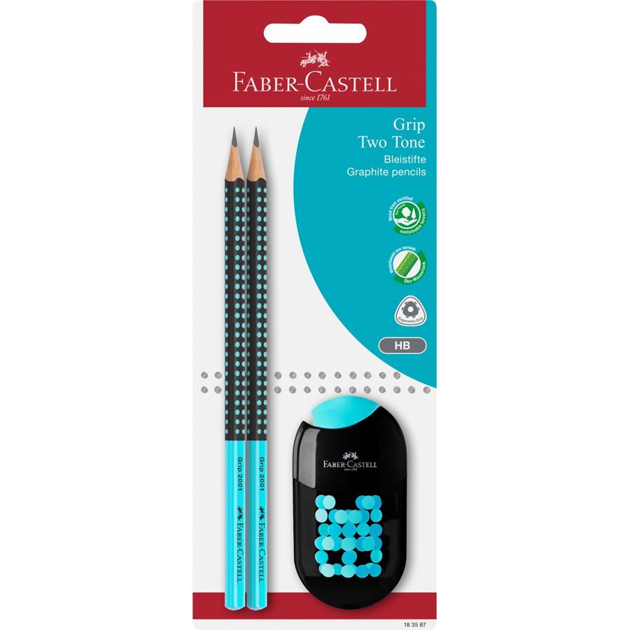 Faber-Castell - Grip 2001 Two Tone Bleistiftset, HB, 3-teilig