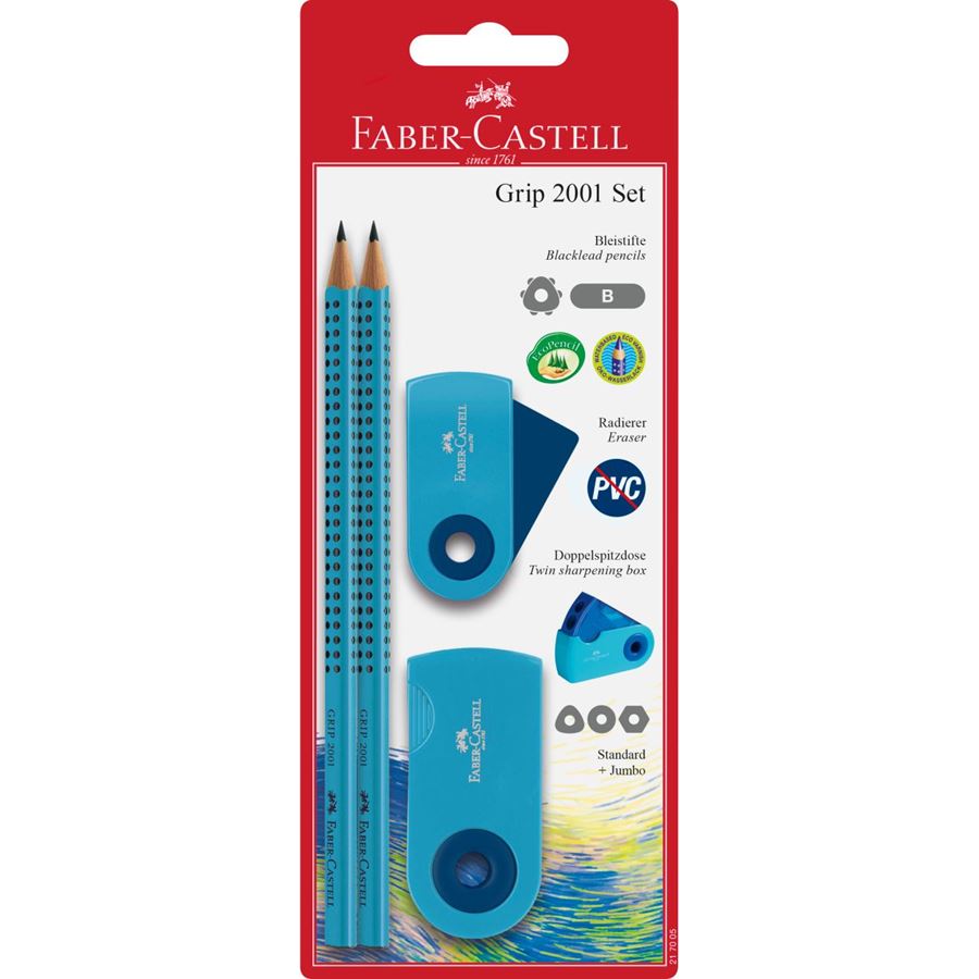 Faber-Castell - Bleistiftset Grip 2001 - Sleeve blau