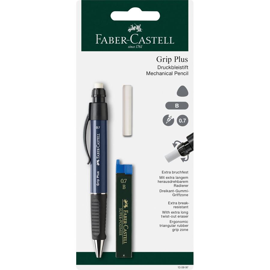 Faber-Castell - Grip Plus Druckbleistiftset, 0.7 mm, 3-teilig