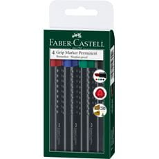 Faber-Castell - Grip Marker Permanent, Keilspitze, 4er Etui