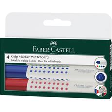 Faber-Castell - Grip Marker Whiteboard, Rundspitze, 4er Etui