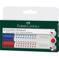 Faber-Castell - Grip Marker Whiteboard, Keilspitze, 4er Etui