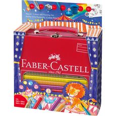 Faber-Castell - Jumbo Grip Malset Zirkus im Metallkoffer, 33-teilig