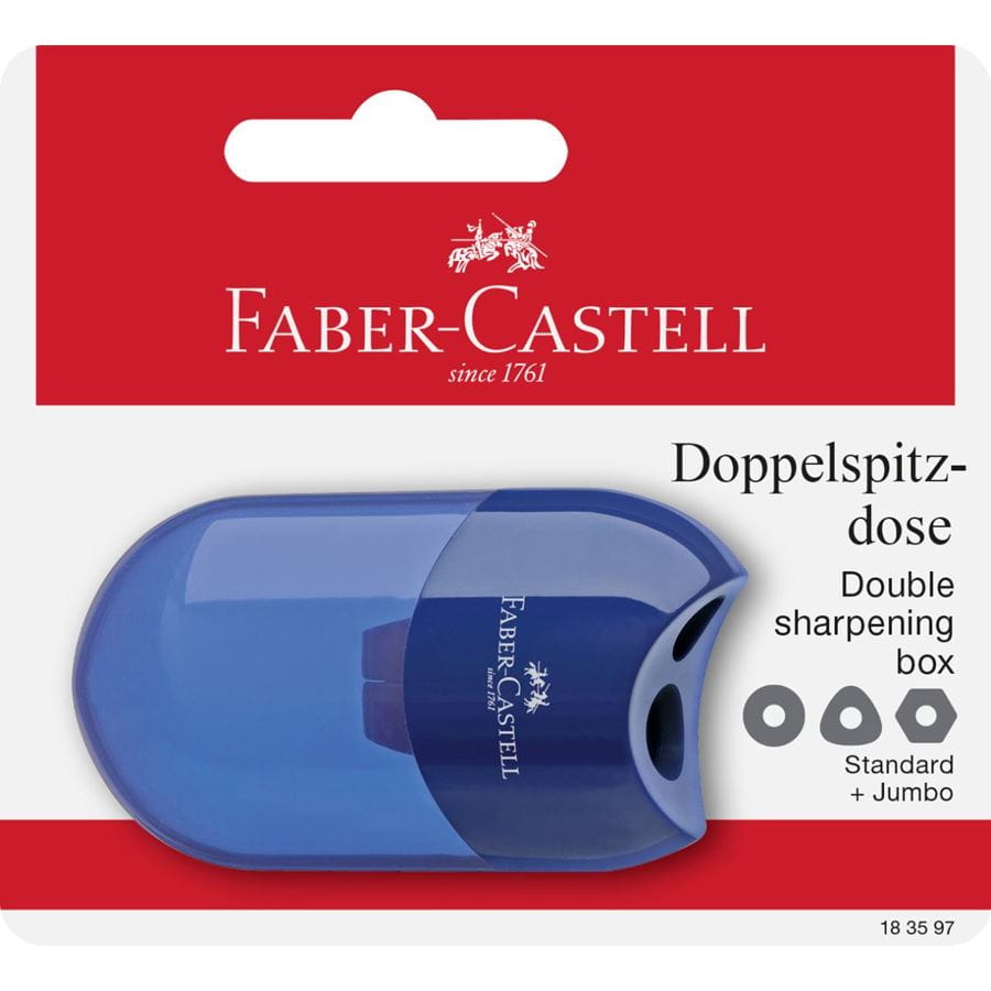 Faber-Castell - Doppelspitzdose, rot/blau, sortiert, 1er Set