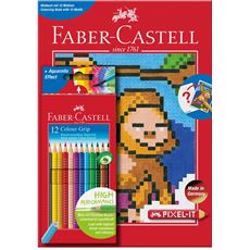 Faber-Castell - Set cadeau x12 Colour Grip + Livre de coloriage PIXEL