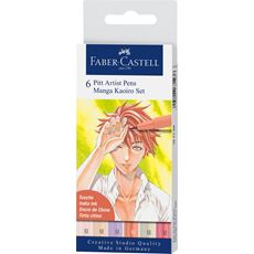 Faber-Castell - Feutre Pitt Artist Pen, boîte de 6, Manga Kaoiro