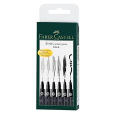 Faber-Castell - Pitt Artist Pen Tuschestift, 6er Etui, schwarz
