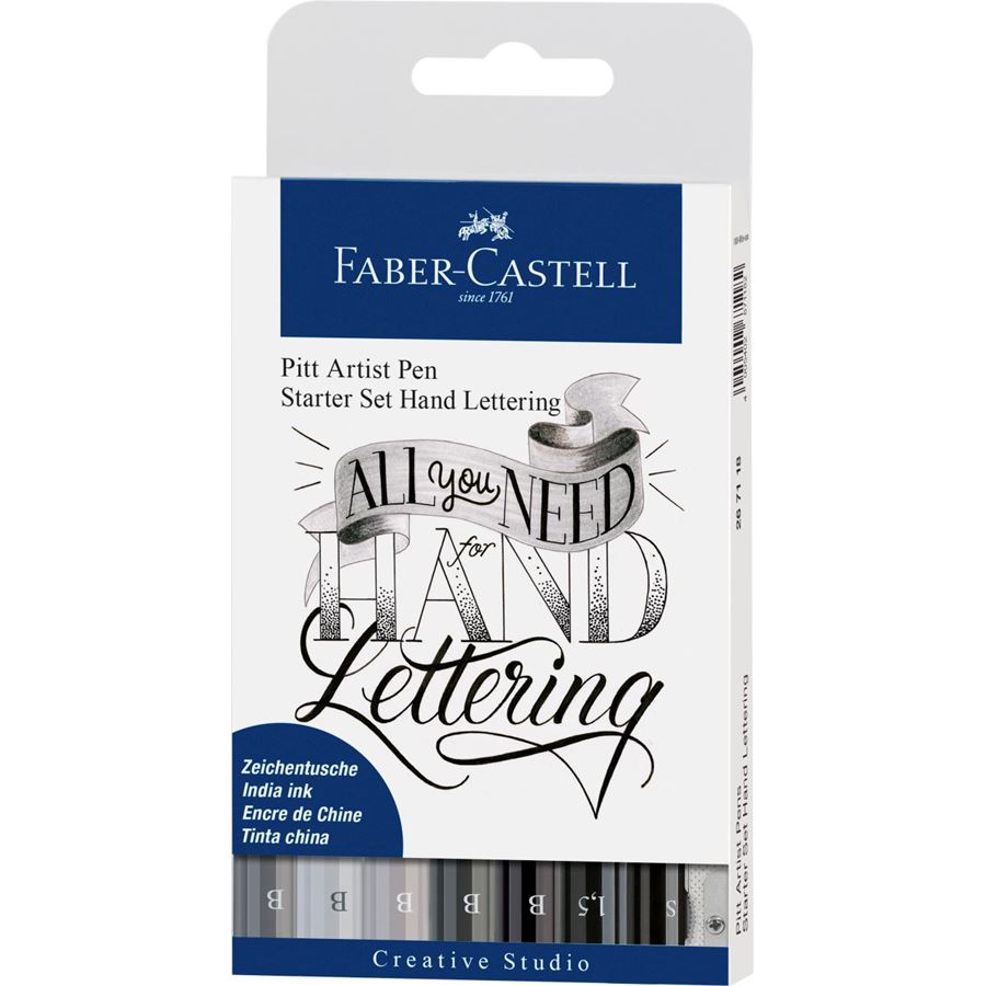 Faber-Castell - Pitt Artist Pen Tuschestift, 8er Etui Lettering, Starter Set