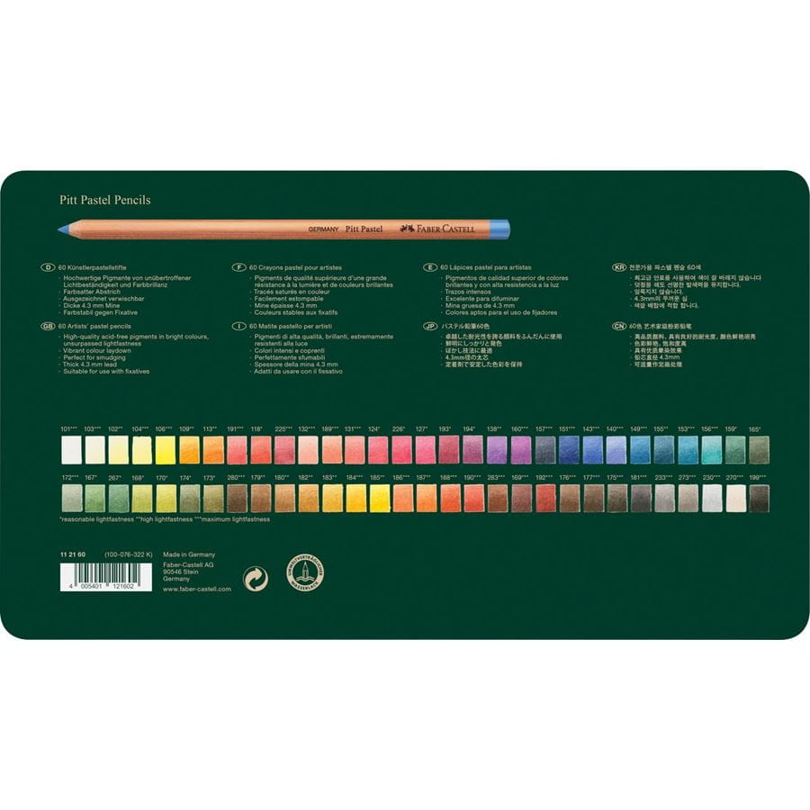 Faber-Castell - Crayon Pitt Pastel boîte métal de 60 pièces