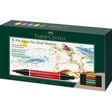 Faber-Castell - Feutre Pitt Artist Pen Double Pointe, boîte de 5