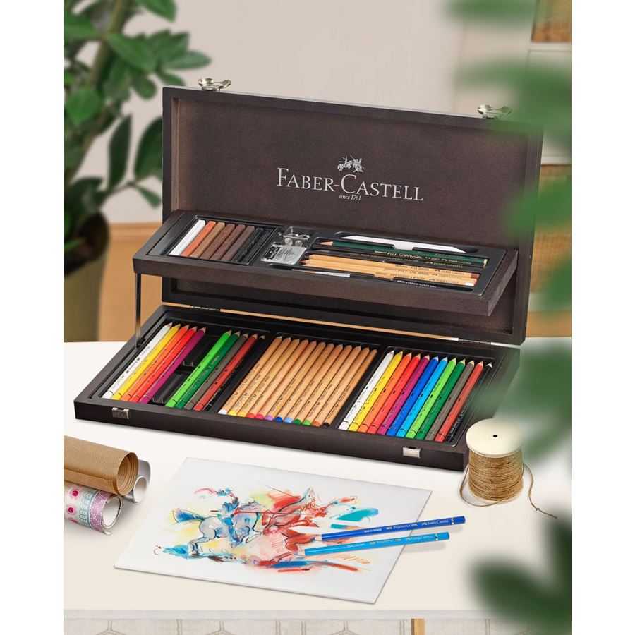 Faber-Castell - Art & Graphic Compendium Holzkoffer, 53-teilig