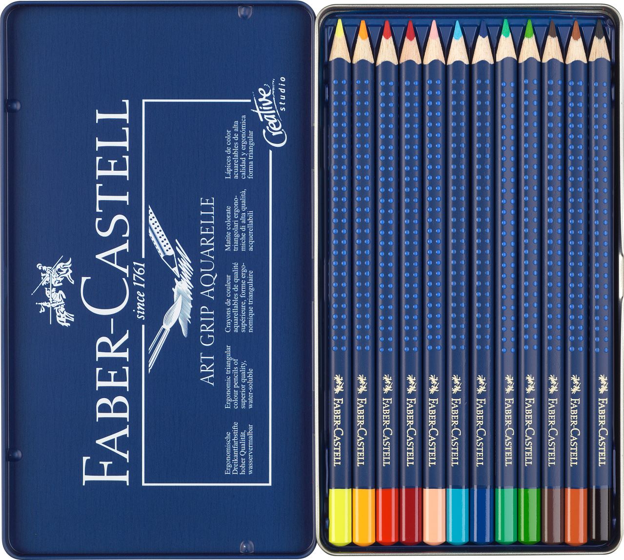Faber-Castell - Crayon Art Grip Aquarelle boîte métal de 12