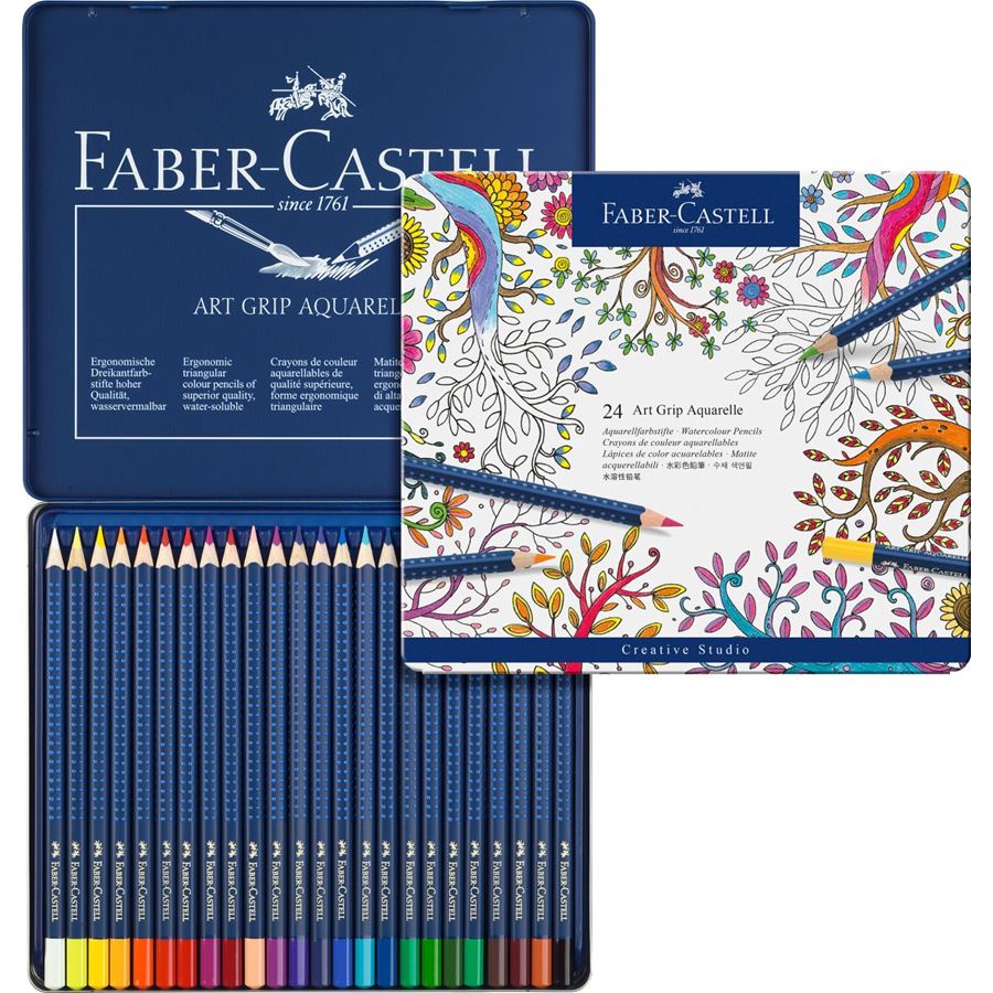 Faber-Castell - Crayon Art Grip Aquarelle boîte métal de 24