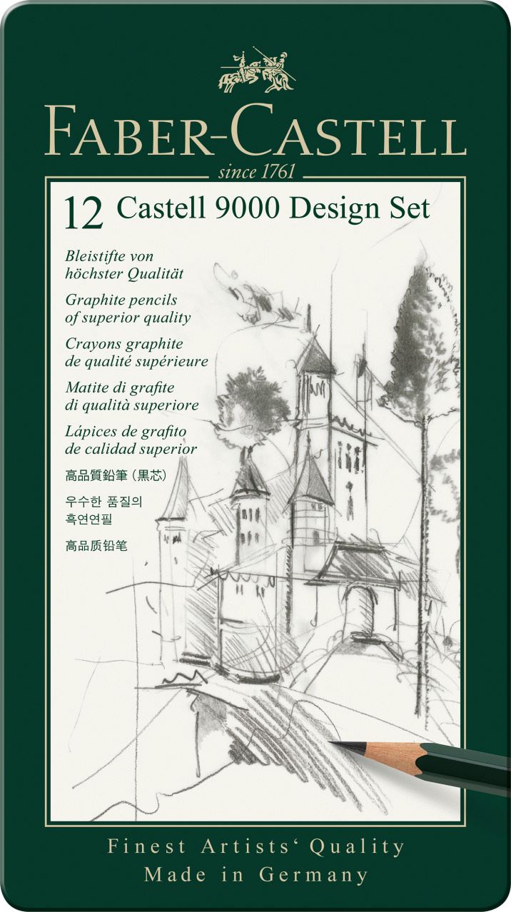 Faber-Castell - "Crayons graphite Castell 9000, set ""Design"" de 12"
