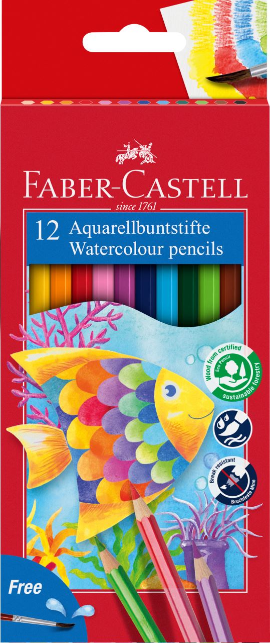 Faber-Castell - Classic Colour Aquarellbuntstifte, 12er Kartonetui