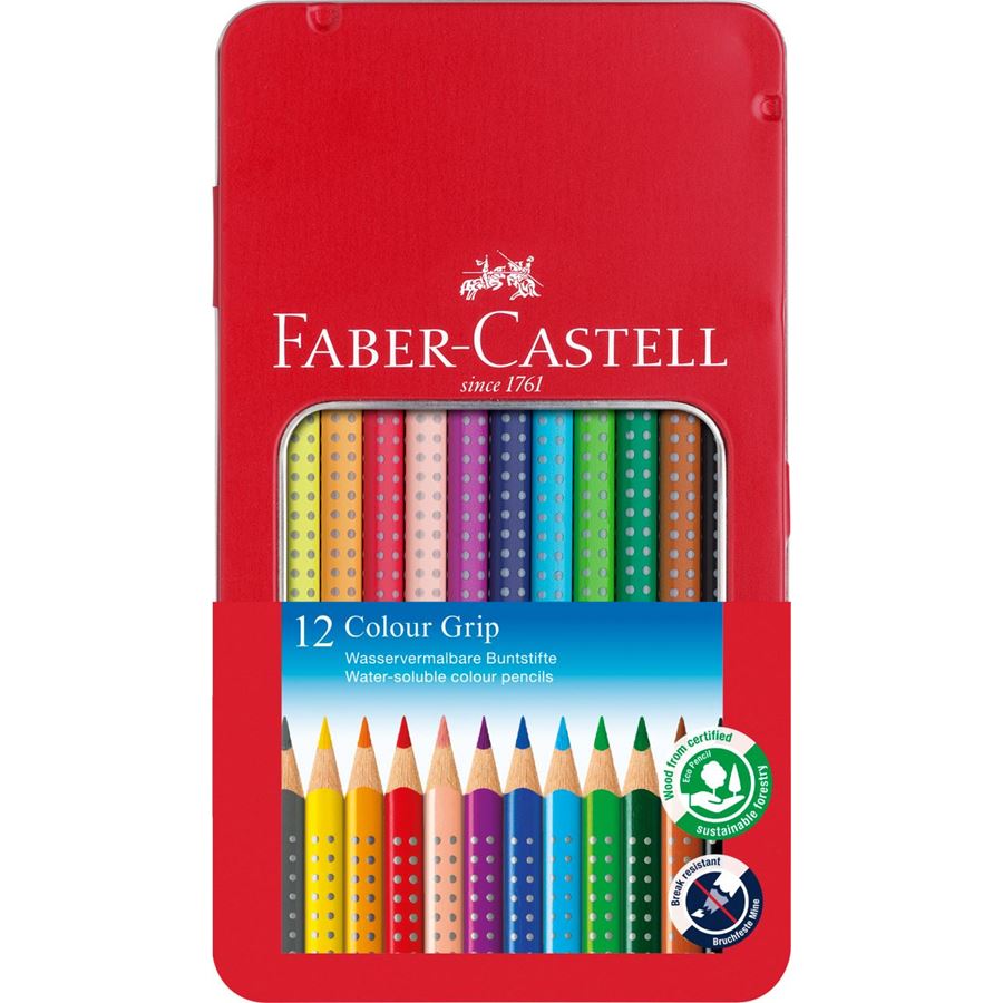 Faber-Castell - Colour Grip Buntstift, 12er Metalletui
