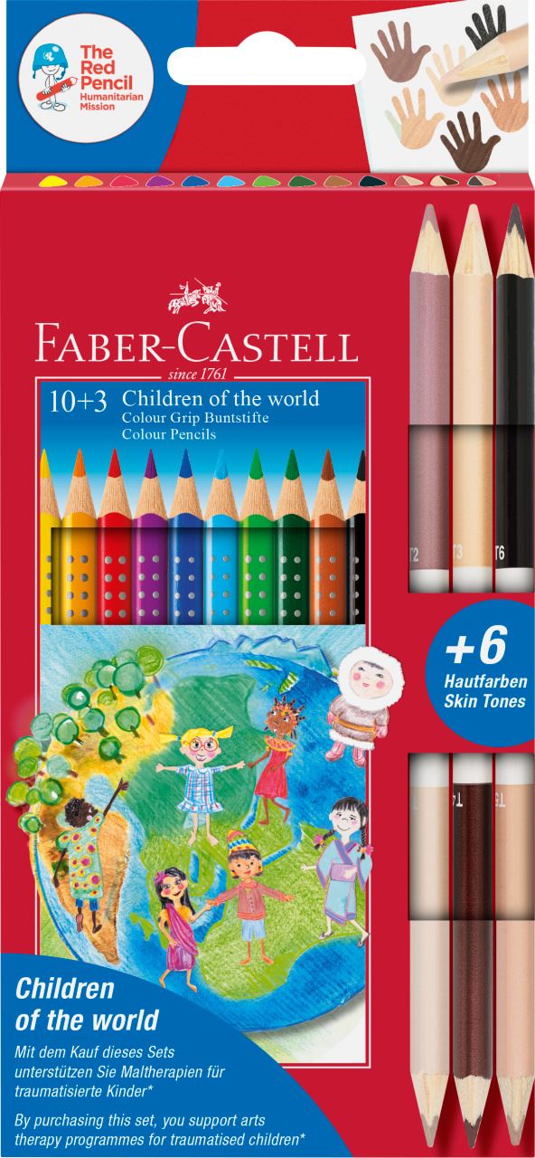 Faber-Castell - Colour Grip Children of the world Buntstift dreikant 10+3