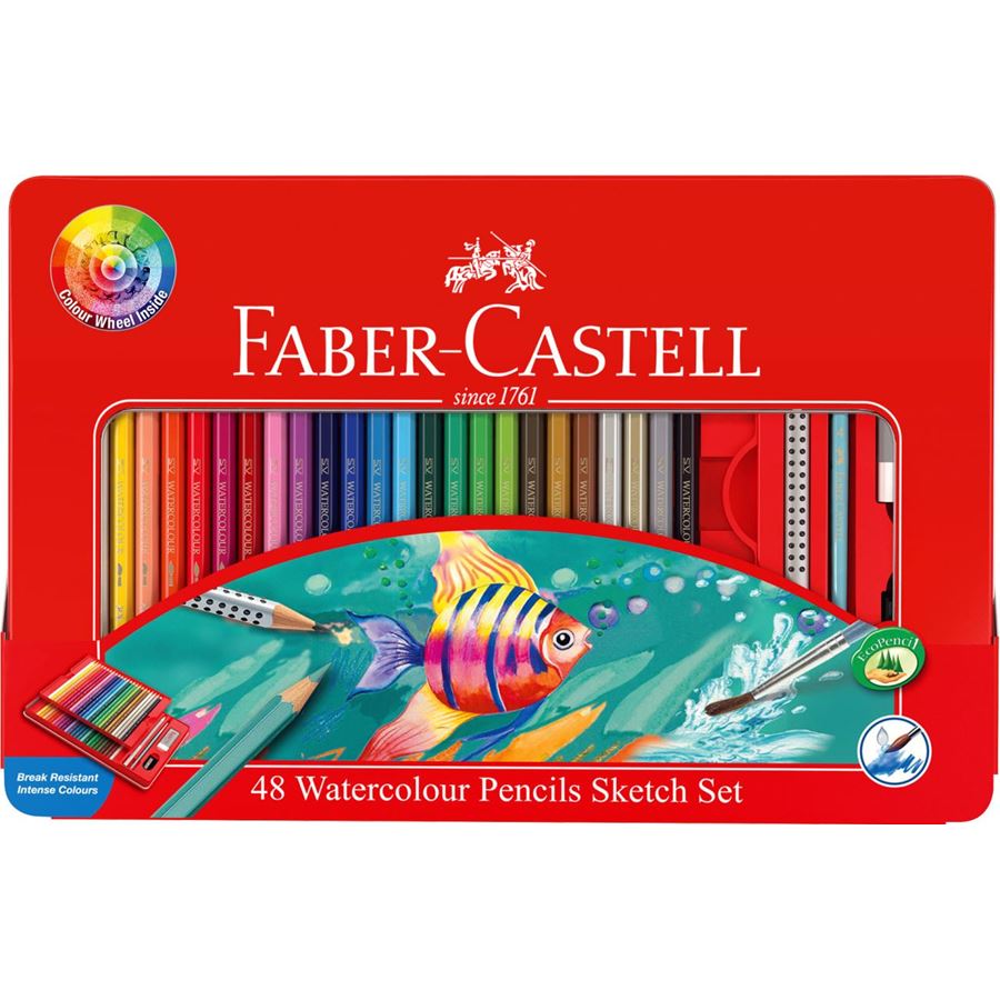 Faber-Castell - Aquarellbuntstifte 48er Metalletui mit Accessoires