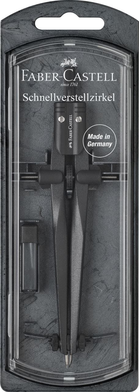 Faber-Castell - Compas Stream  avec mécanisme de réglage rapide, noir