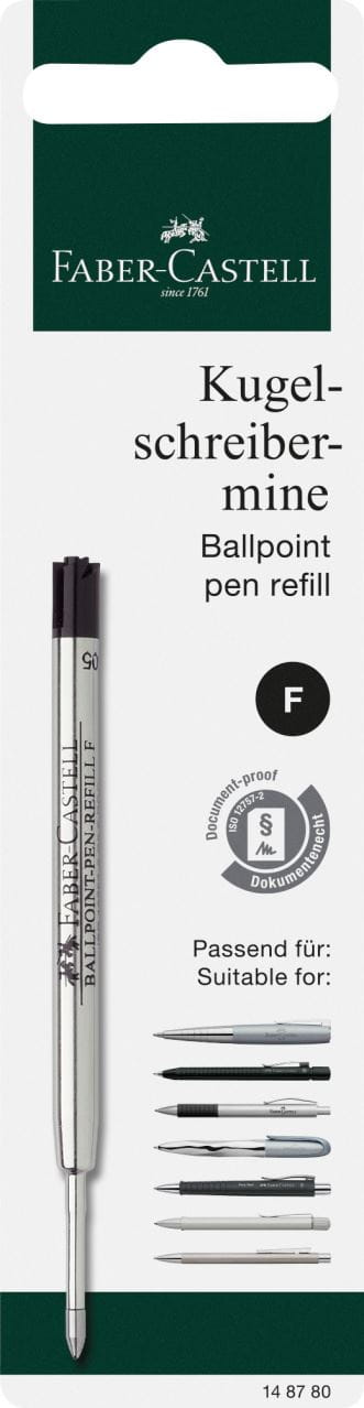 Faber-Castell - Kugelschreiber Ersatzmine, Großraummine F, schwarz