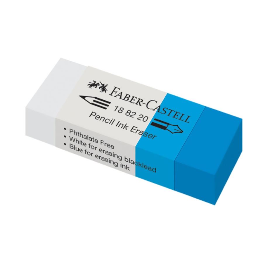Faber-Castell - 7082-20 Kombi Radierer, blau-weiß