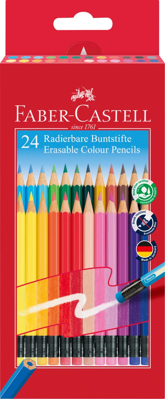 Faber-Castell - Classic Colours Radierbare Buntstifte, 24er Kartonetui
