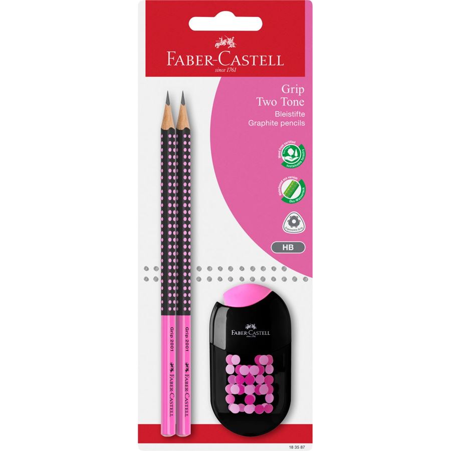 Faber-Castell - Grip 2001 Two Tone Bleistiftset, HB, 3-teilig