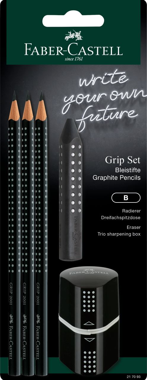 Faber-Castell - Grip 2001 Set noir blister