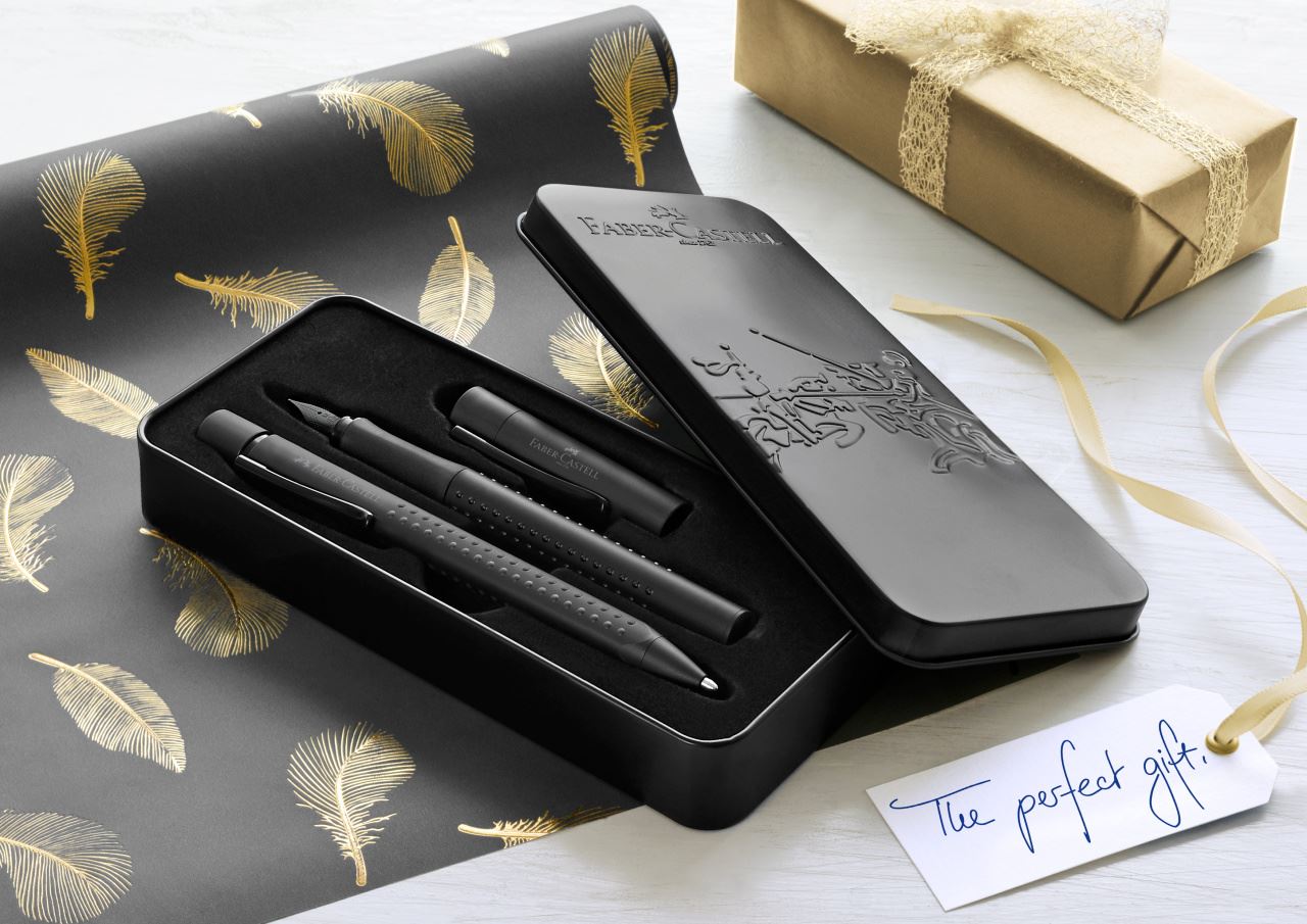 Faber-Castell - Grip Edition Füller M + Kugelschreiber all black Geschenkset