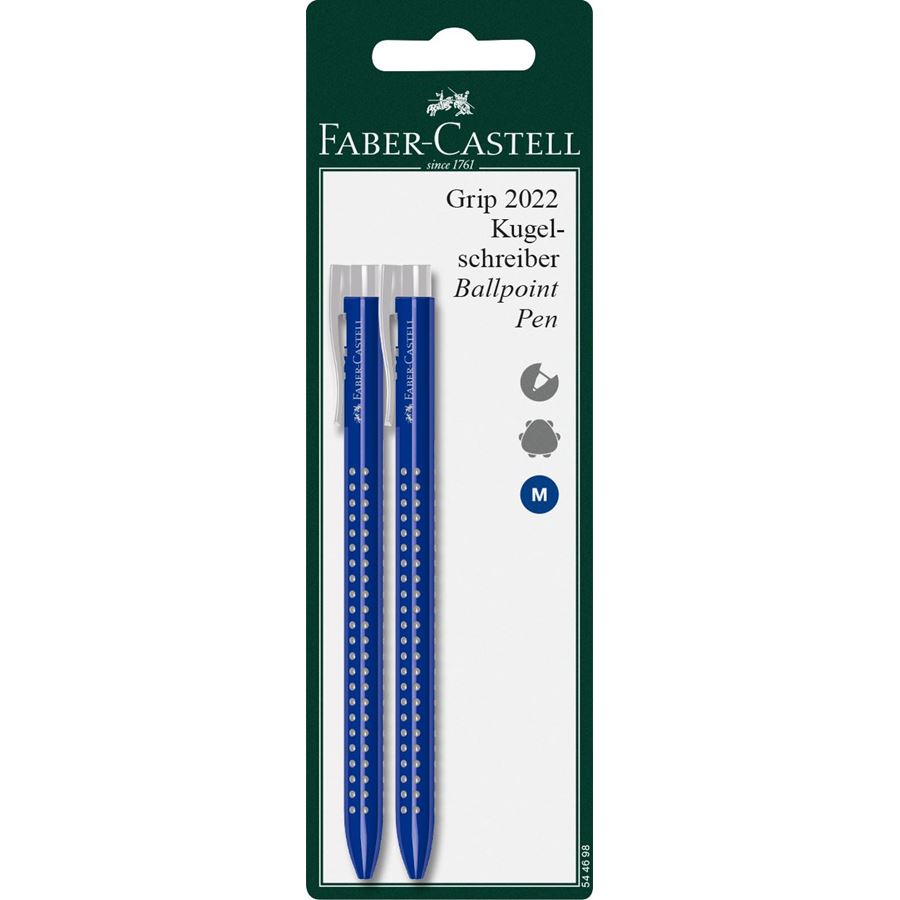 Faber-Castell - Grip 2022 Kugelschreiber, M, blau, 2er Set