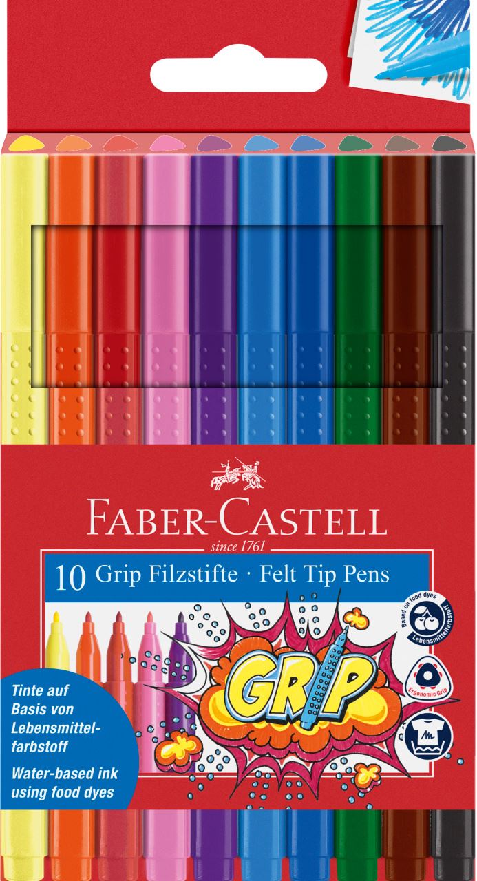 Faber-Castell - Grip Filzstift, 10er Kartoneuti