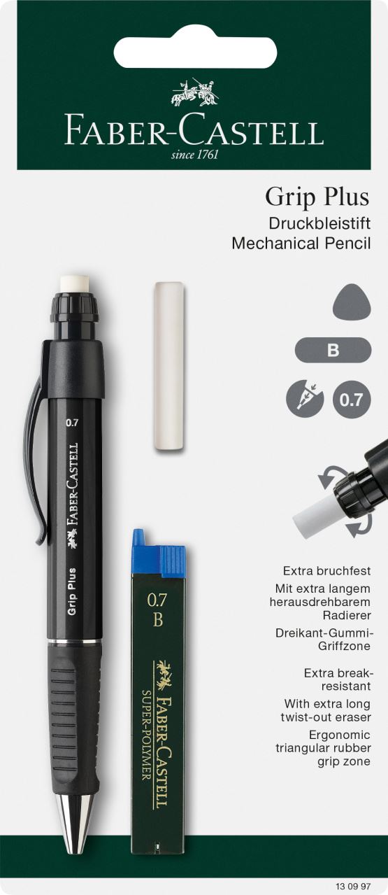 Faber-Castell - Grip Plus Druckbleistiftset, 0.7 mm, 3-teilig