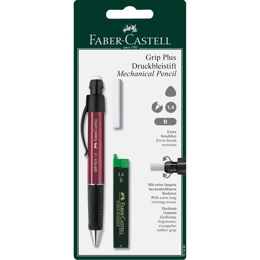 Faber-Castell - Grip Plus Druckbleistiftset, 1.4 mm, 3-teilig