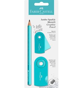 Faber-Castell - Crayons graphite Jumbo Sparkle turquoise nacré