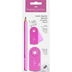 Faber-Castell - Jumbo Sparkle Bleistifte Schreibset, pink, 3-teilig