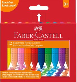Faber-Castell - Craies effaçables Jumbo Grip étui de 12