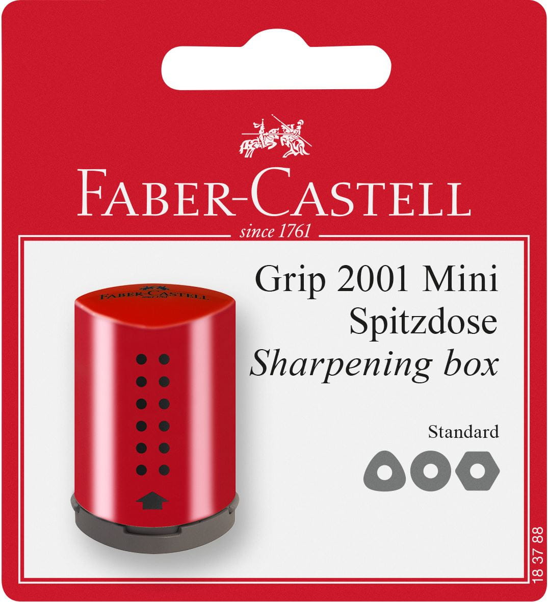 Faber-Castell - Grip Mini Einfachspitzdose, rot/blau, sortiert, 1er Set