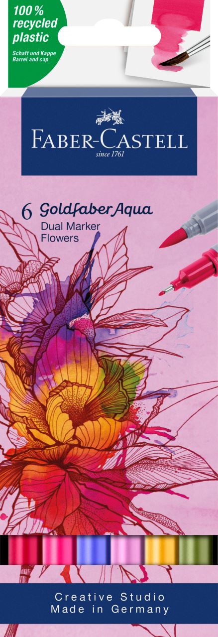 Faber-Castell - Goldfaber Aqua Dual Marker 6er Etui Blumen