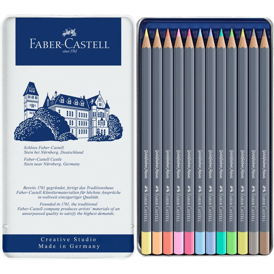 Faber-Castell - Crayon Goldfaber Aquarelle boîte métal de 12, pastel