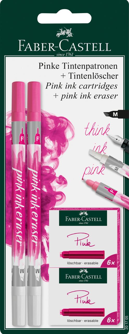 Faber-Castell - Set Tintenlöscher und Patronen, pink, 14-teilig