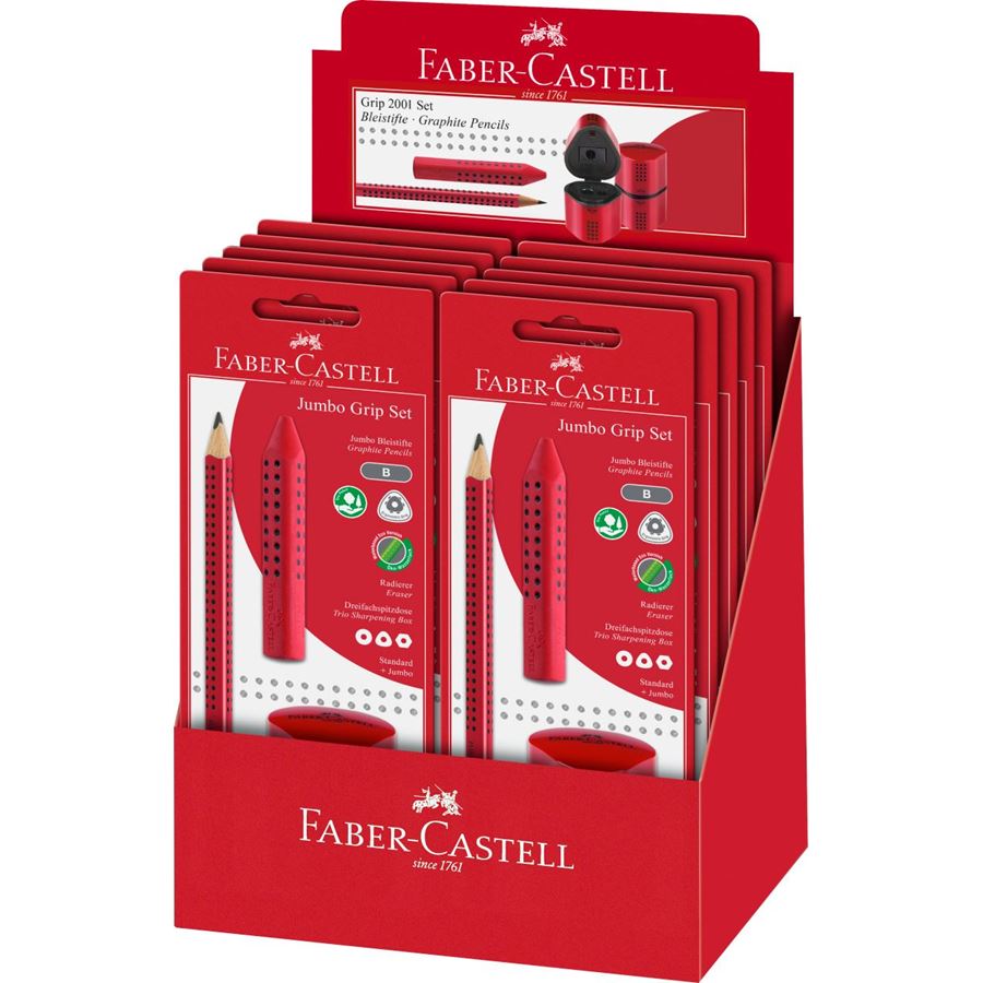 Faber-Castell - Jumbo Grip Bleistiftset, rot, 3-teilig