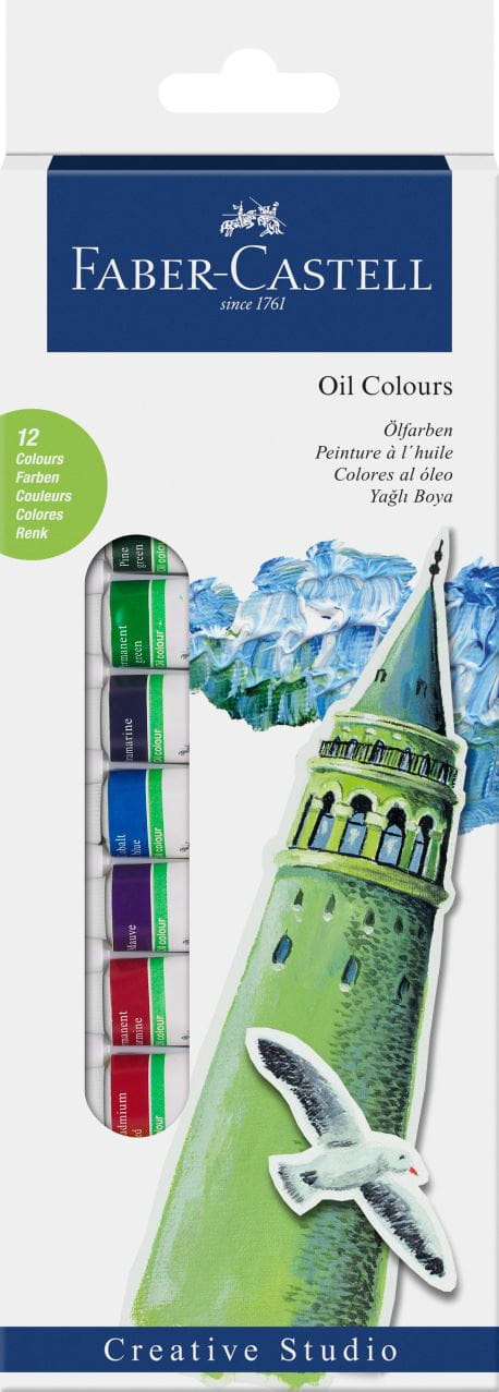 Faber-Castell - Starterset Ölfarbe, 12er Etui, 12x 12 ml Tube