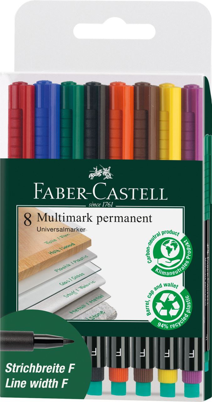 Faber-Castell - Multimark Folienstift permanent, F, 8er Etui