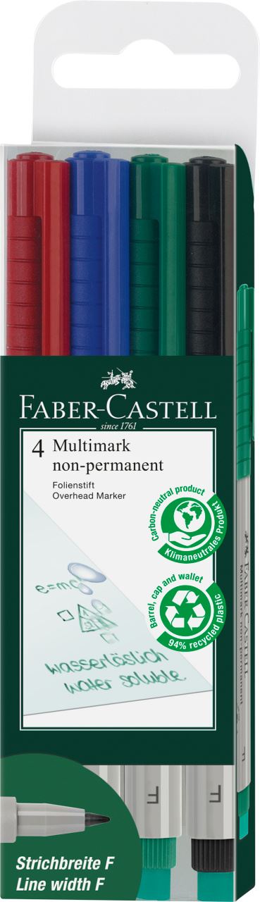 Faber-Castell - Feutre multiusage Multimark non-permanent F étui de 4
