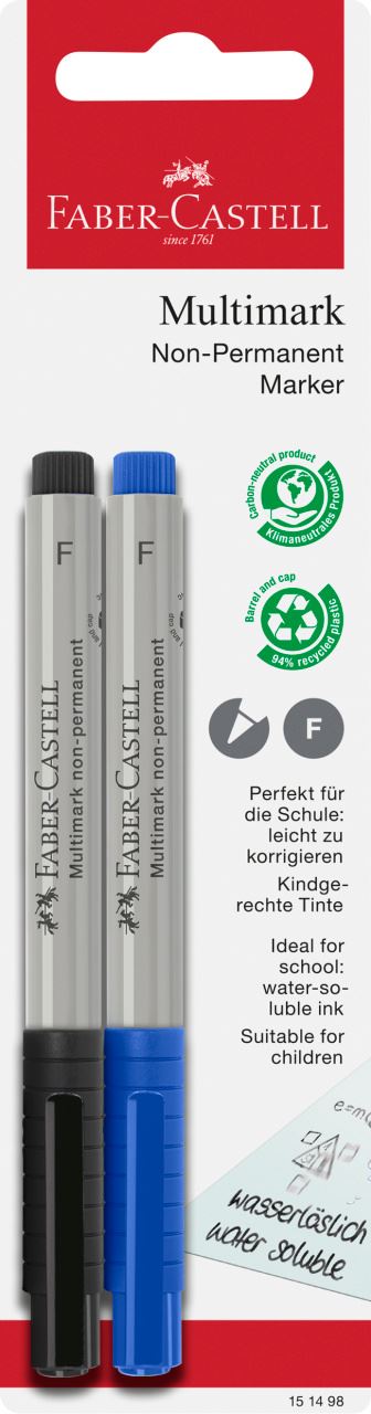 Faber-Castell - Blister Feutres Multimark soluble spécial école x2