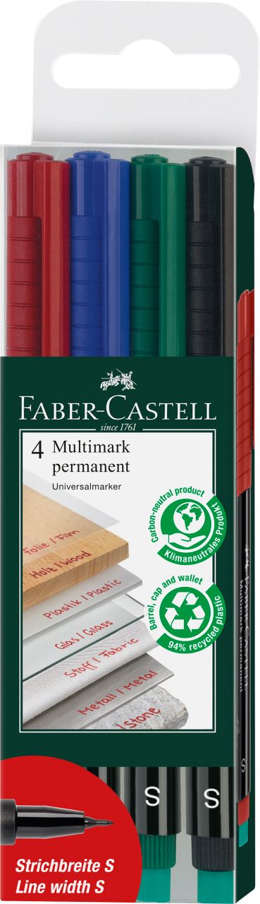 Faber-Castell - Multimark Folienstift permanent, S, 4er Etui