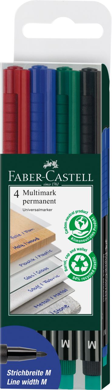 Faber-Castell - Feutre multiusage Multimark permanent M étui de 4