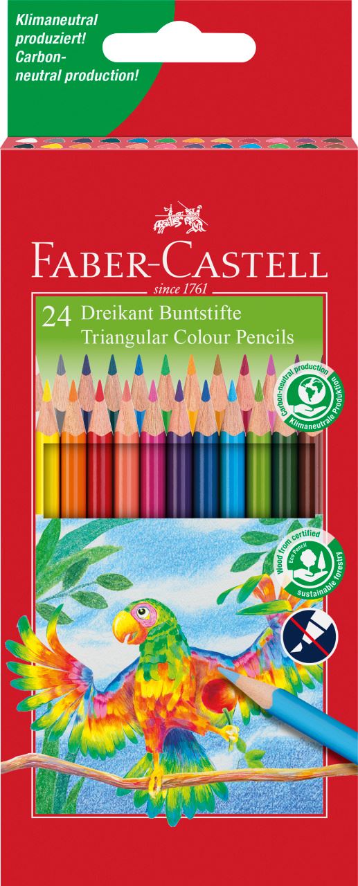 Faber-Castell - Crayon couleur triangulaire étui de 24
