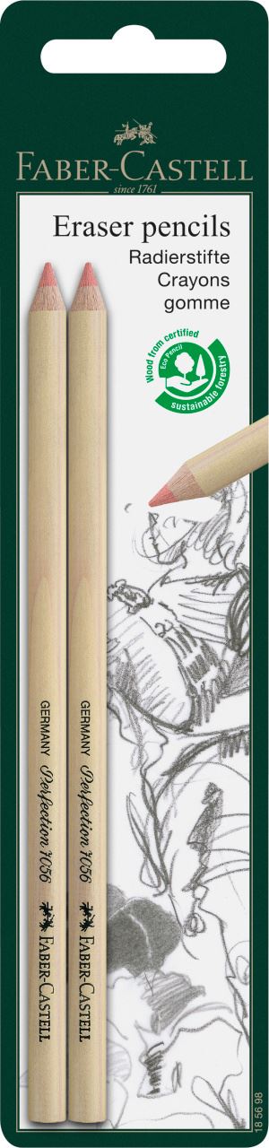 Faber-Castell - Crayon-gomme Perfection, blister de 2